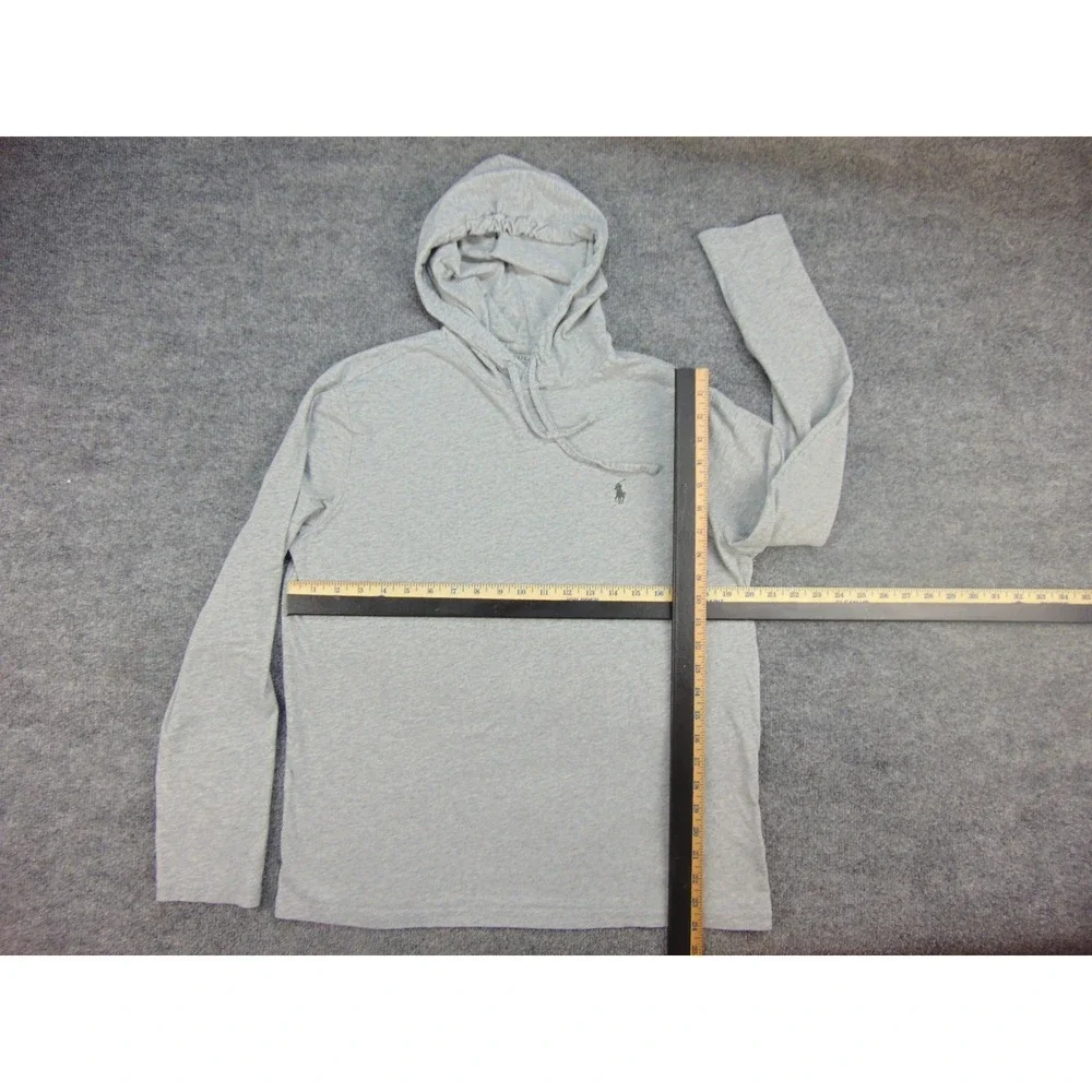 Polo Ralph Lauren Hoodie Mens‎ Med Gray Solid Pullover Long Sleeve Pony Logo Tee